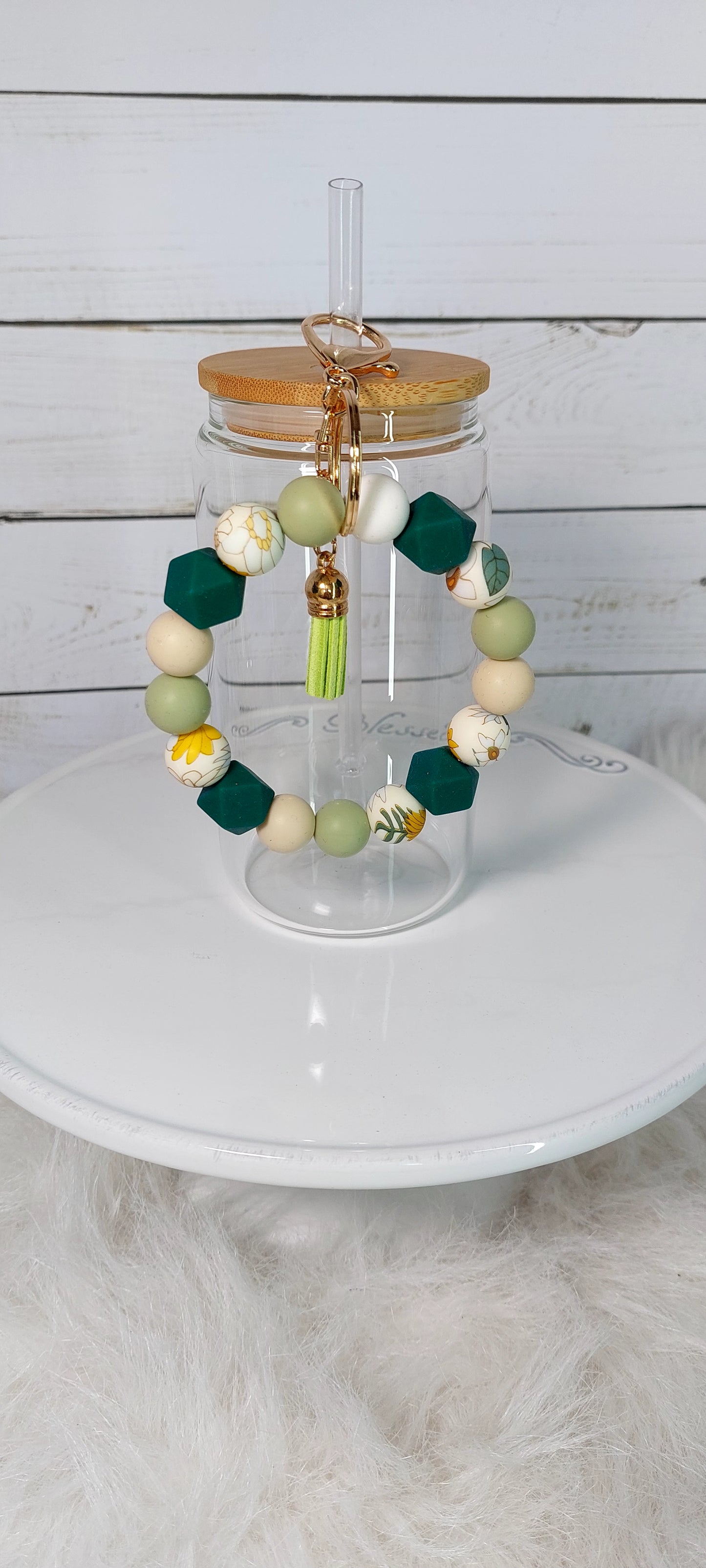 2 Tone Green Wristlet Keychain