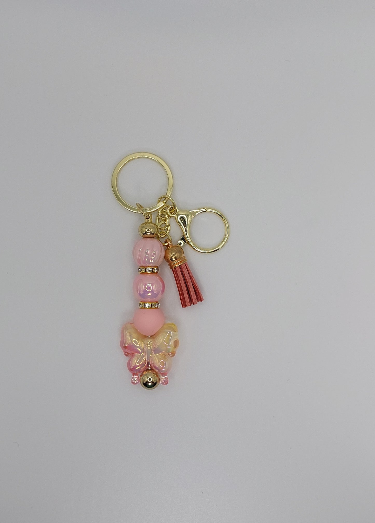 Pinky Glass Butterfly Keychain