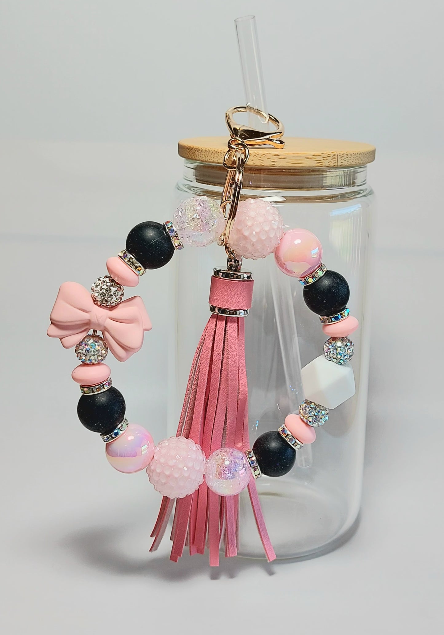 Pink Bow Wristlet Keychain