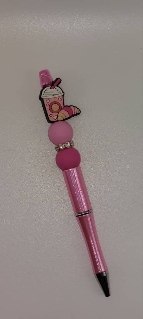 Pink Coffee themed Beaded Pens