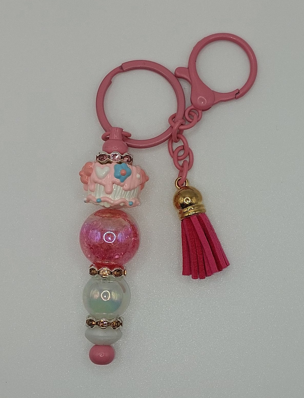 Pink Birthday Cake Keychain