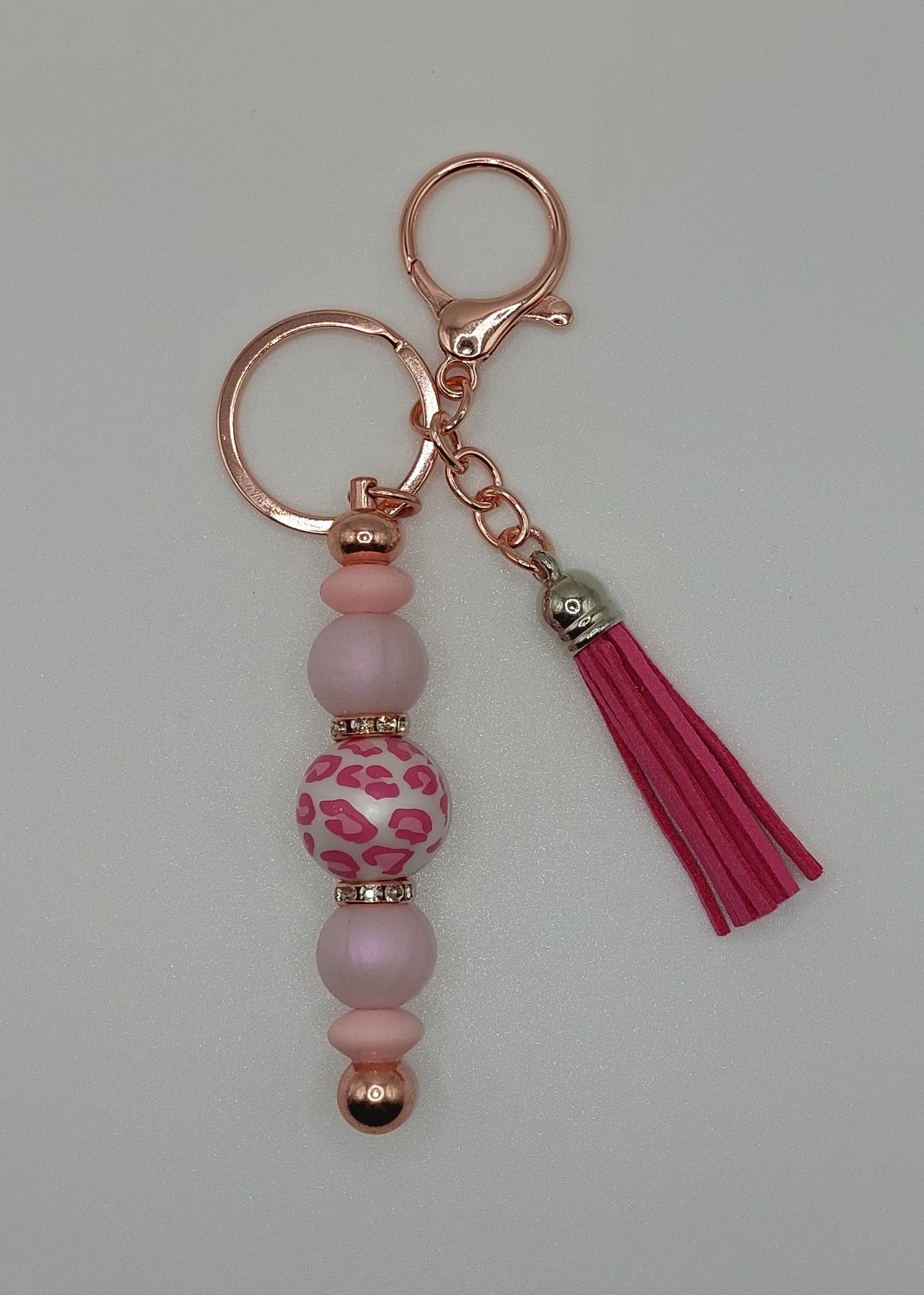 Pink Leopard Print Keychain