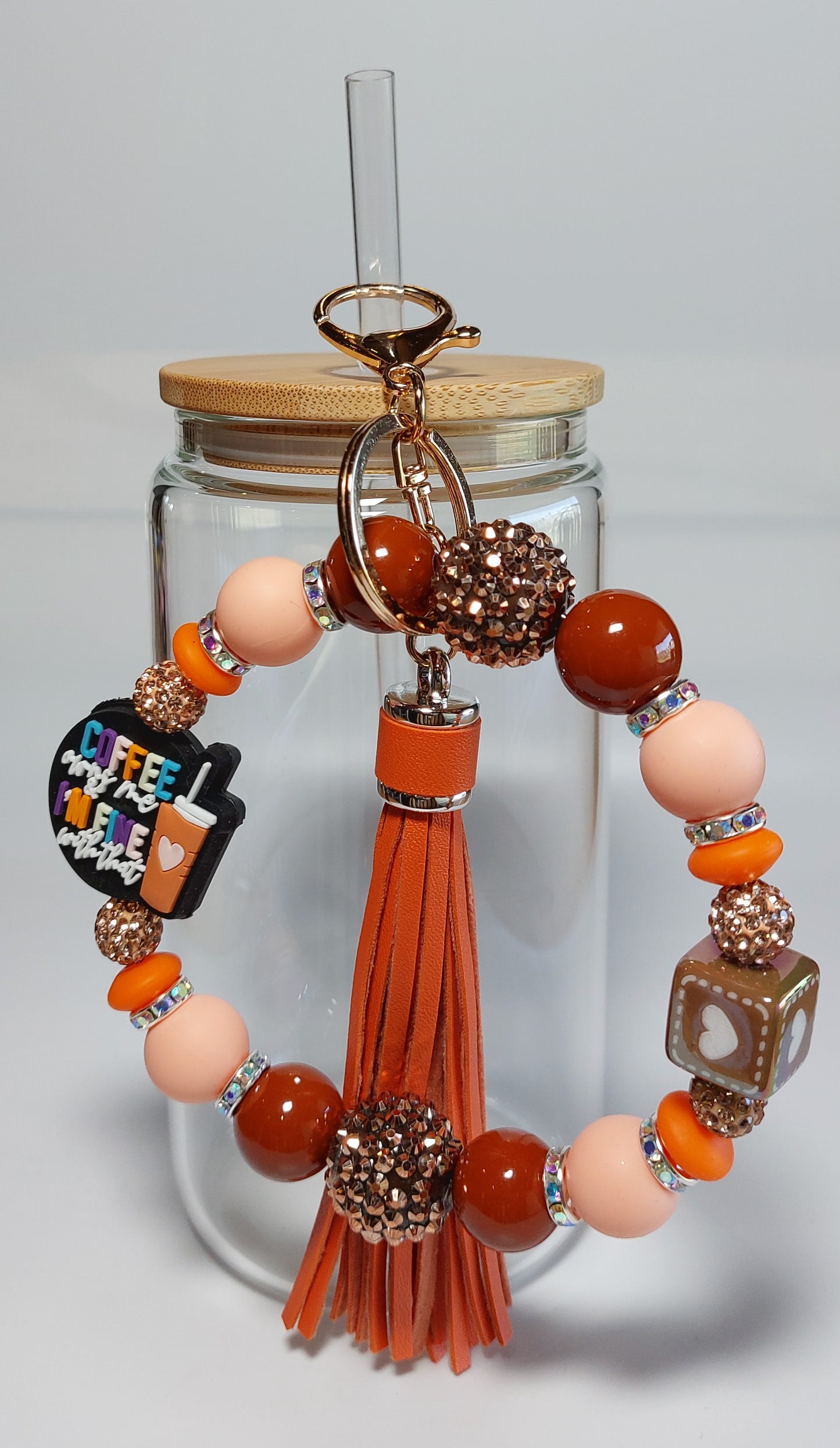 Coffee Time Wristlet Keychain